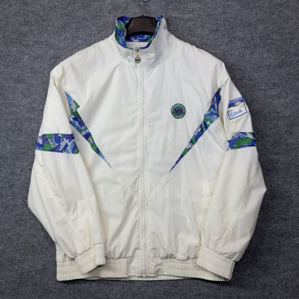 VTG‎ WIMBLEDON Windbreaker Tracksuit Large Green White Nylon Jacket